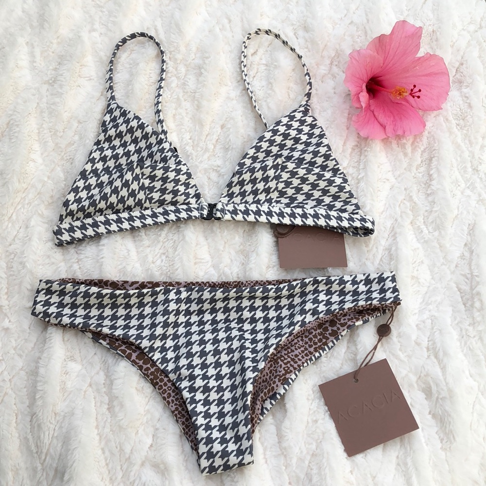Acacia swimwear Houndstooth Set M/ L NWT
